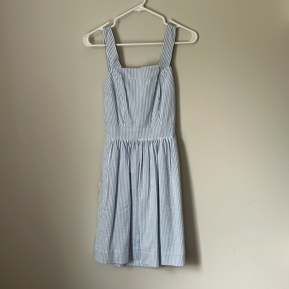 J.Crew Blue & White Stripe Seersucker Dress